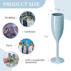 XUWAIDSGN Acrylic Champagne Flutes Toasting Glasses Unbreakable Mimosa Bar Reusable Wine Glasses Vintage Champagne Flutes Stemmed Drinking Cups 5.4 OZ for Christmas Birthday (24, Blue)