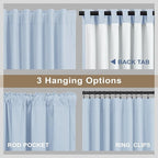Baby Blue Curtains for Bedroom 45 Inch Length 2 Panel Linen Blackout Short Curtains for Nursery Boy Girls Bathroom Kitchen Light Bluey Unisex Black Out Drapes for Living Room Heat Cold Light Blocking
