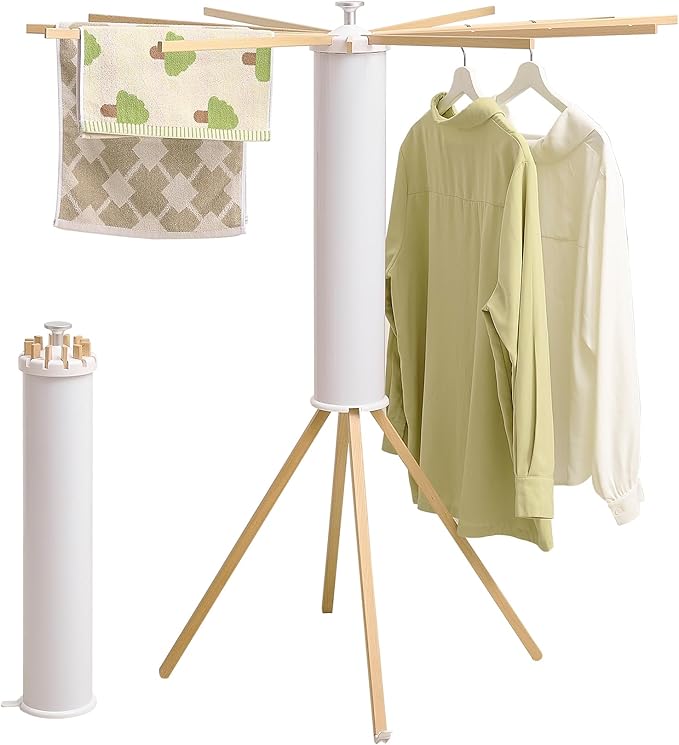 Clothes Drying Rack 4 Legs,Laundry Hanger Dryer Rack,Portable Drying Rack,Foldable Drying Rack-Drying Rack Clothing Laundry Bedroom Household Wooden-12rods