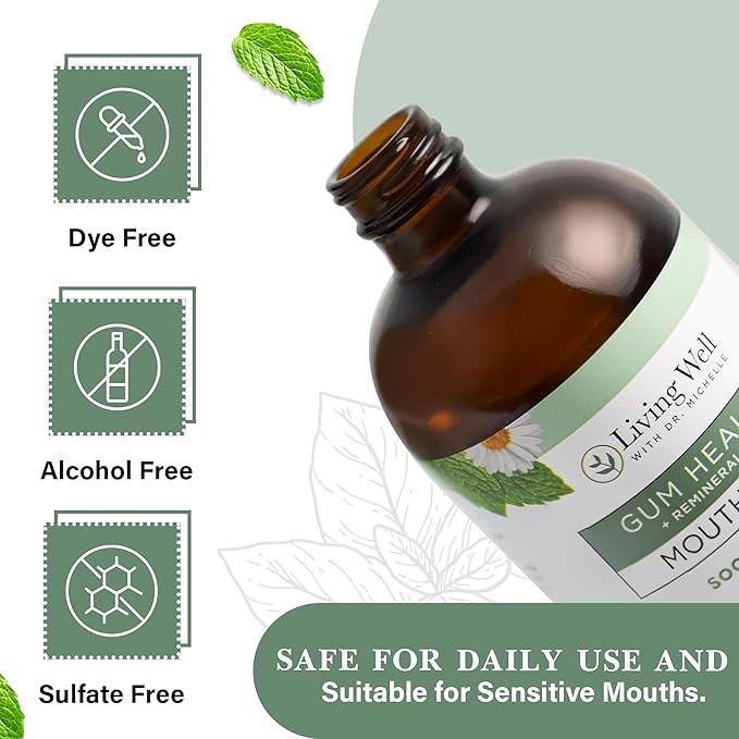 Remineralizing + Gum Health Mouthwash – Soothing Mint | Hydroxyapatite, Colloidal Silver | Alcohol-Free, Fluoride-Free, Fresh Breath Support