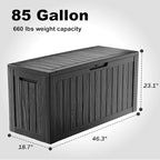 Vixzen 85 Gallon Resin Deck Box, Lockable Outdoor Storage Box for Patio Cushions Storage Furniture,Garden Tools, Pool Supplies, Weatherproof and UV Resistant