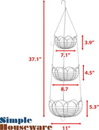 Simple Houseware Modern 3-Tier Hanging Fruit Basket, Chrome