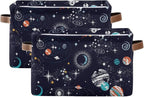 Storage Basket Bin Space Galaxy Constellation Organizer Basket Collapsible Shelf Basket Cube with handle for Nursery Bedroom Bathroom, one sizex1