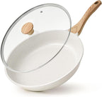 SENSARTE Nonstick Ceramic Frying Pan Skillet with Lid, 9.5 Inch Omelet Pan, Healthy Non Toxic Chefs Pan, Induction Compatible Egg Pan with Heat Resistant Handle, Free of Intentionally Added PFAS/PTFE