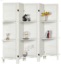 Room Divider with Shelves, Privacy Screen, Room Dividers and Folding Privacy Screens, 5 Panel Wood Temporary Wall Partition Separation Separator, White
