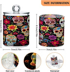 Colorful Skulls 2PC Airtight Transparent Plastic Storage Jar Food Storage Container Plastic for Food Herbs Tea etc with Storage Lid easy to use and clean With lid Easy To Use