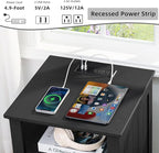18" Night Stands Set of 2 with Charging Station, Farmhouse 2 & 3 Drawers End Table Dresser for Bedroom, Black Wooden Nightstand, Bed Side Table with Open Shelf, Bedside Cabinet for Living Room