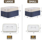 BALEINE 4 Pack Fabric Storage Bins for Shelves, Linen Storage Baskets for Organizing, Decorative Closet Bins for Clothes, Home (Navy Blue, 15"x11"x9.5")
