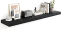 Heimlove 55 Inch Floating Shelves for Wall,10 Deep Large Black Wall Shelf with Heavy Duty Brackets,Wall Mounted Storage & Display Shelves for Bedroom,Living Room,Kitchen,Office