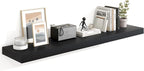 Heimlove 55 Inch Floating Shelves for Wall,10 Deep Large Black Wall Shelf with Heavy Duty Brackets,Wall Mounted Storage & Display Shelves for Bedroom,Living Room,Kitchen,Office