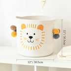 INough Toy Storage Baskets Cute Laundry Basket with Handles Dog Toy Storage Basket Durable Large Cotton Rope Storage Bins Home Organizer Solution for Office, Bedroom, Closet, Toys & Laundry (Lion)