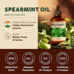 Kukka Spearmint Oil for Facial Hair - 4 Fl Oz - 100% Pure Natural Aromatherapy Spearmint Essential Oil for Skin & Hair Care, Diffuser, Bath Bombs, Soaps and Candles - Soap Making & DIY