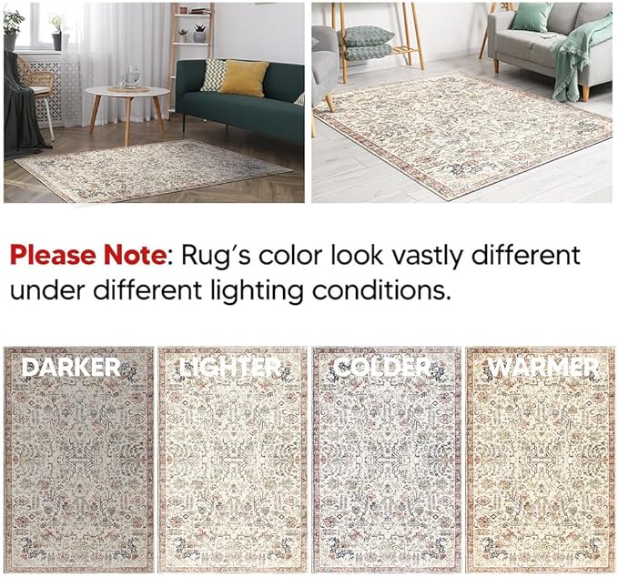 Keen Home Design 2x10 Rug - Machine Washable Runner Rug with Non-Slip Backing, Ideal for Hallway, Entryway, Kitchen, Laundry Room - Vintage, Easy Clean, Durable, Low Pile - (2'6" x 10')