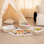 OIAHOMY 3 Pack Storage Baskets for Organizing, Woven Cotton Rope Basket for Shelves, Closet Organizer Bins with Handles, Rectangle Toy Organization, 13.78''×9.84''×5.5'', Brown & White