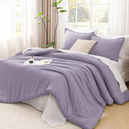 Litanika Grayish Purple Comforter Set Twin/Twin XL Size, 2 Pieces Lightweight Solid Bedding Comforter Set, All Season Fluffy Bed Set (66x90In Comforter & 1 Pillowcase)