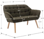 48" Small Loveseat Sofa, Modern Sherpa Mini Sofa Couch 2-Seater Fluffy Love Seat with Quilting Backs and Wood Legs for Living Room, Bedroom and Small Space, Green