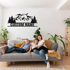 Personalized Mountain Metal Sign, Metal Mountain Wall Art Decor, Custom Family Name Sign, Custom Sign Outdoor Metal, Forest Home Decor Sign, Nature Wall Art, Cabin Decor, Housewarming Gifts