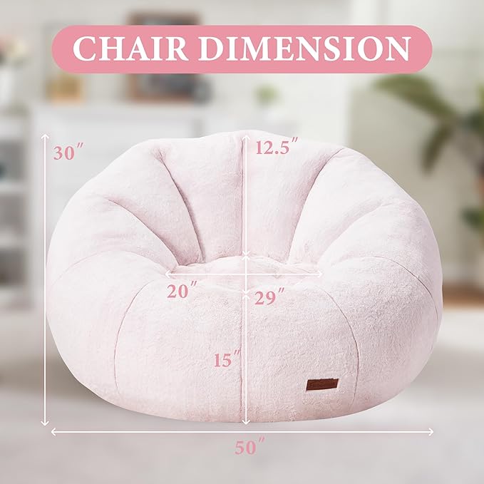 Hobestluk Bean Bag Chairs Large Bean Bag Couch for Adults Stuffed Sofa Chair Comfy Giant Bean Bag Chair with Spacious Design for Reading, Playing or Relaxing (Pink)