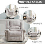 CANMOV Manual Recliner Chair Set of 2, Classic and Traditional Manual Recliner Chair with Comfortable Arms and Back Single Sofa for Living Room, White Grey