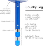 FDP Rectangle Activity School and Classroom Kids Table (24 x 36 inch), Chunky Toddler Leg, Adjustable Height 15-24 inches - Maple Top and Blue Edge