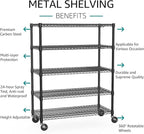IZEUK Garage Shelving Wide Storage Shelves 5 Tier Metal Shelves 4000 LBS Heavy Duty Adjustable Utility Shelf Rack Black 23.6" D x 53.1" W x 73.6" H