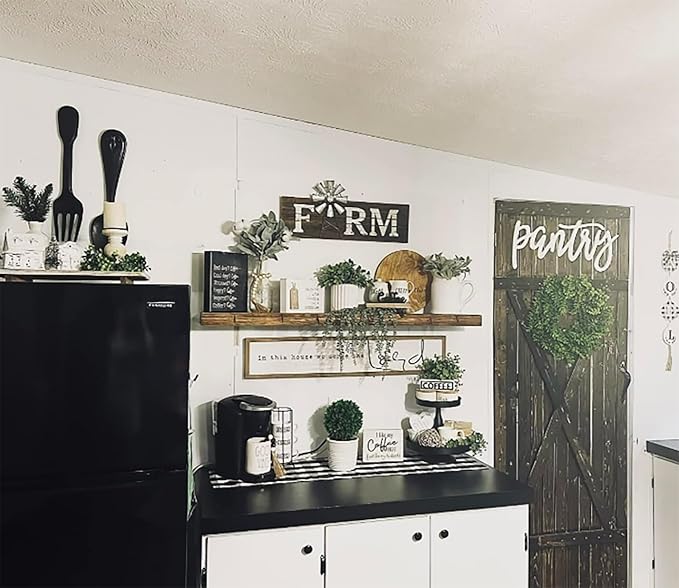joelsantiques 72 Inch Wooden Floating Shelves for Wall - 72x9x2 in - Made of Natural Wood - Long Heavy Duty Rustic Rustic Wall Shelves for Bedroom - Perfect for Living Room, Kitchen - Medium Brown