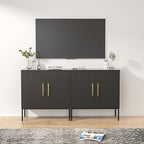 LYNSOM TV Stand for 55 Inch TV, Media Console Table with 2 Cabinets, Storage for Bedroom, Living Room, Entertainment Room (Black)