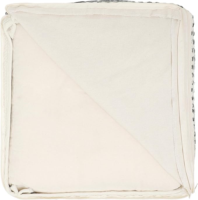 REDEARTH · Tufted Pouf Ottoman with Filler Textured Storage Cube Bean Bag Pouffe Footrest for Living Room, Bedroom, Nursery, Kidsroom; 100% Cotton (17.5"X17.5"X17.5", Cube Diamond Medley Gray)