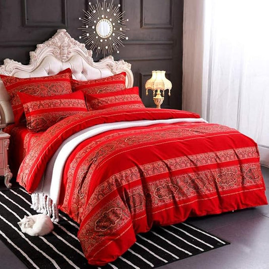 ABREEZE Twin Duvet Covers, Bohemian Retro Bedding Set, Coloful Mandala Down Comforter Cover, Boho Floral Style Quilt Cover, 100% Brushed Cotton, 1 Duvet Cover and 2 Pillow Shams,Red