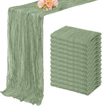 12 Pack Sage Green Cheesecloth Table Runner 10FT Rustic Gauze Fabric Cheese Cloth Table Runner for Wedding Bridal Baby Shower Table Decor 20 x 120 Inch Long Boho Sheer Birthday Party Table Decorations
