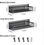 Magnetic Spice Rack for Refrigerator, 2 Pack Magnetic Shelf, Fridge Magnet Organizer with Moveable 4 Hooks, Magnetic Fridge Shelf for Kitchen Organization and Storage (2 Pack)