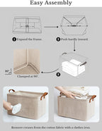 StorageWorks Storage Bins, Fabric Storage Bins for Shelves, Storage Baskets with Metal Frame, Closet Baskets and Bins with Handles, Brown and Beige, 2-Pack
