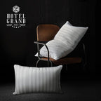Hotel Grand Softy-Around Feather Down Pillows Queen Size Set of 2 Packs White Strip 100% Cotton Fabric Bed Pillows for All Position Sleepers,28"x20"/2 Packs