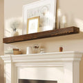 60x8x3 Fireplace Mantel - Solid Rustic Wood - Wall Mounted Floating Shelf with Invisible Heavy Duty Steel Bracket (Weathered Brown)