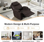 AHMED Power Recliner Chair with Vibration Massage & Heat for Adults, Faux Leather Home Theater Seating with Cup Holders/LED Lights/USB Ports/Side Pockets for Living Room, Brown