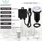 Garbage Disposal SinkTop Air Switch Kit with Long Button,Brass Made Cover,Chrome