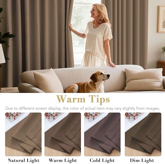 H.VERSAILTEX Blackout Curtains for Bedroom Thermal Insulated Room Darkening Living Room Curtains 84 Inch Long Grommet Privacy Protection Window Curtain Panels/Drapes for Nursery, 2 Panels, Macchiato
