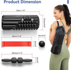 5 in 1 Foam Roller Set, High Density Foam Roller, Muscle Roller Stick, Massage Ball, Resistance Band for Physical Therapy & Deep Tissue Muscle Massage (Black)