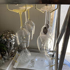 10.8 Inch Gold Wine Glass Rack, Under Cabinet Wine Glass Holder, Wine Glass Hangers Under Shelf, Stemware Rack, Hanging Stemware Holder for Cabinet Kitchen Bar, Set of 4
