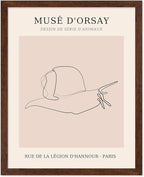 Poster Master Vintage Poster - Retro One Line Snail Drawing Print - Snail Line Art - Minimal Gift for Men, Women, Animal Lover - Abstract Wall Decor for Home, Office, 8x10 Brown Framed
