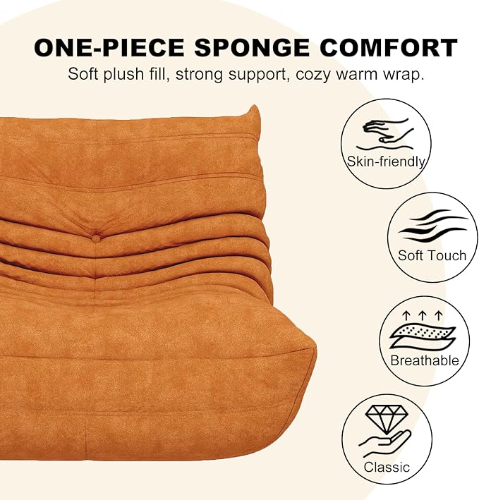 Bean Bag Chair for Adults, Bean Bag Sofa - Adult Size with Soft Waterproof Fabric for Living Room, Apartments, Reading Corner, Gaming, and Movie Venue (DarkOrange)