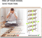 4NM No Assembly Foldable Bookshelf, 6-Shelf Collapsible Bookcase Storage for Small Spaces, 74" H, Natural White