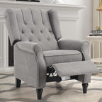 EBELLO 2 Pcs Pushback Recliner Chairs, Fabric Armchair Push Back Recliner with Rivet Decoration, Single Sofa Accent Chair for Living Room, Bedroom, Grey