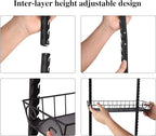 SWOMMOLY Adjustable Wall Mount Spice Rack, 6-Tier Dual-use (Multi-use) Organizer, Black