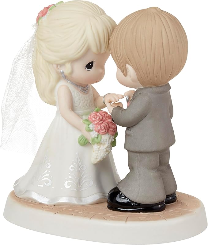 Precious Moments 222009 with This Ring, I Thee Wed Bisque Porcelain/Fabric Figurine
