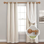 Wood Curtain Rods for Windows 66 to 120 Inch(5.5-10ft),1 Inch Adjustable Curtain Rod,Heavy Duty Curtain Rods,Wooden Netted Texture Drapery Rods,Single Window Curtain Rod 66-120",Brown Wood