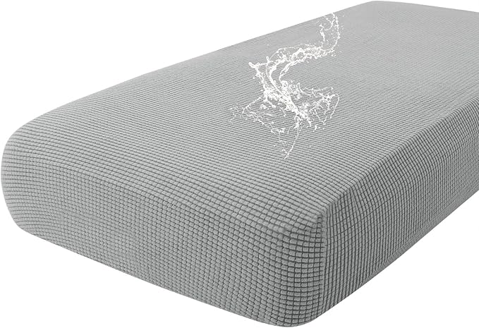 hyha Waterproof Couch Cushion Covers for Pets, Non Slip Sofa Seat Cover for Dogs Washable, Soft Thick Stretch Jacquard Fabric, Sofa Slipcovers with Elastic Bottom (1 Piece for Large, Light Grey)