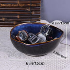 6" Blue Ceramic Decorative Bowl, Entryway Table Decor Pottery Key Bowl, Candy Dish, Salad Bowl, Blue Decor Small Jewelry Trinket Dish for Bedroom, Centerpiece, Bedside Table, Living Room Decor
