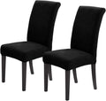Joccun Chair Covers for Dining Room Set of 2,Dining Chair Slipcovers Stretch Dining Room Chair Covers Seat Protector,Washable Parsons Chair Cover for Home,Hotel,Banquet(Black,2 Pack)