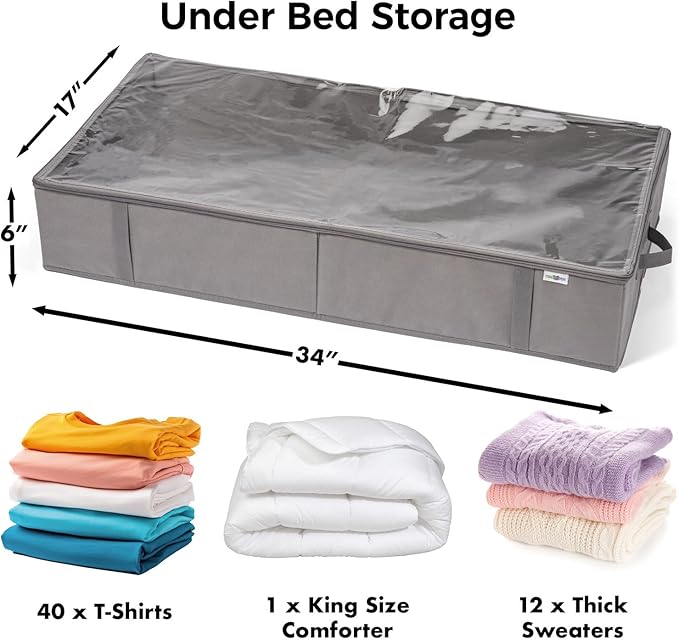 Closet Organizers and Storage - Maximize Space with Under Bed Storage Containers & Clothes Storage - Ideal Closet Organizer, Toy Storage Organizer & Underbed Storage (Black, 2 Pack)